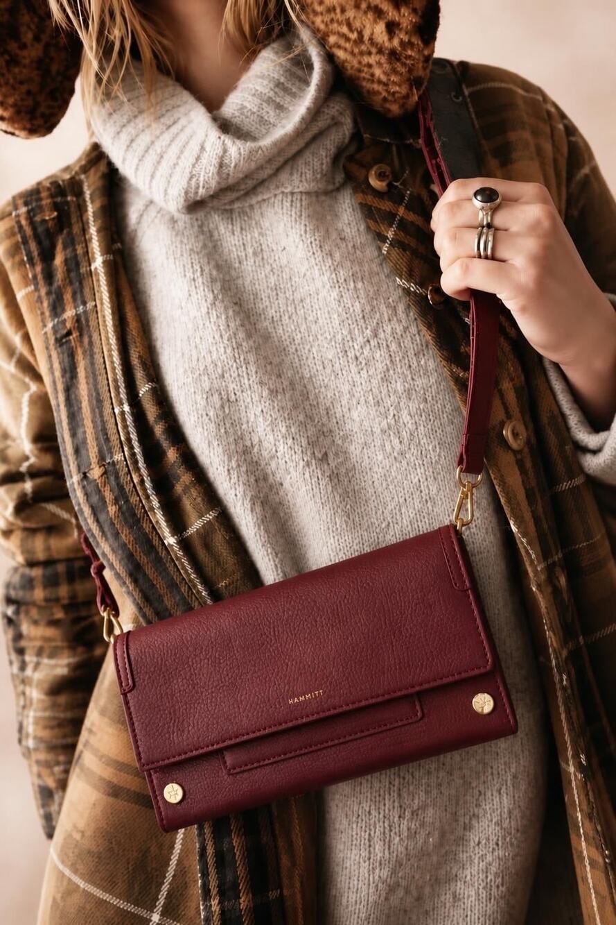NWT Hammitt AJ Leather Crossbody Clutch Wallet - Pomodoro Red / Gold Hardware